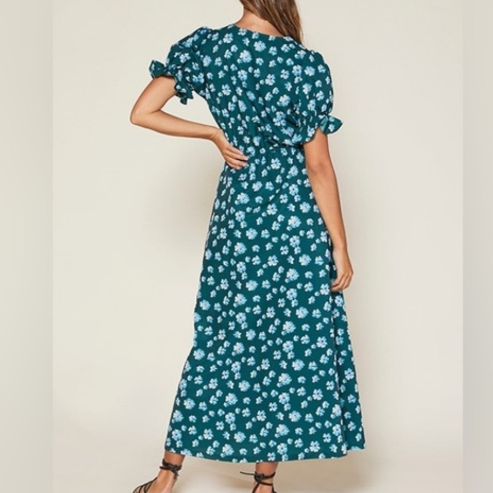 Outerknown Kira Maxi Dress Blue Green Riviera Esalen Bloom Size M - Picture 3 of 11